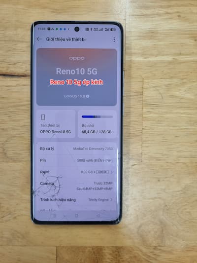 Oppo Reno 10 5G bể kính ép kính tại Tứ Quí Care Cần Thơ